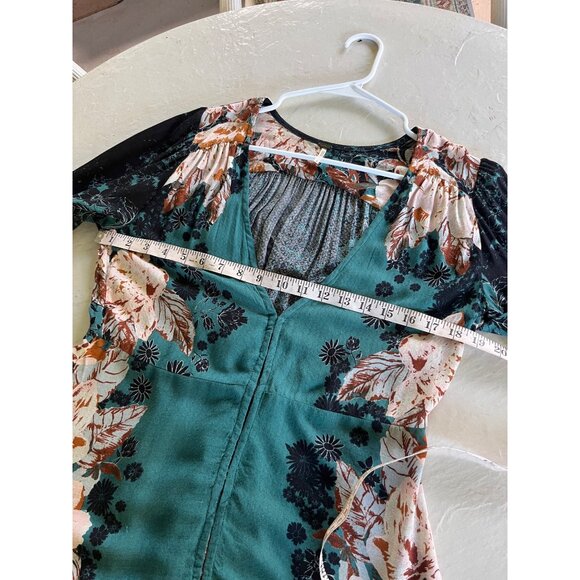 Free People Mikayla Print Long Sleeve Tunic in Green Balsam Combo Size S - Picture 9 of 11